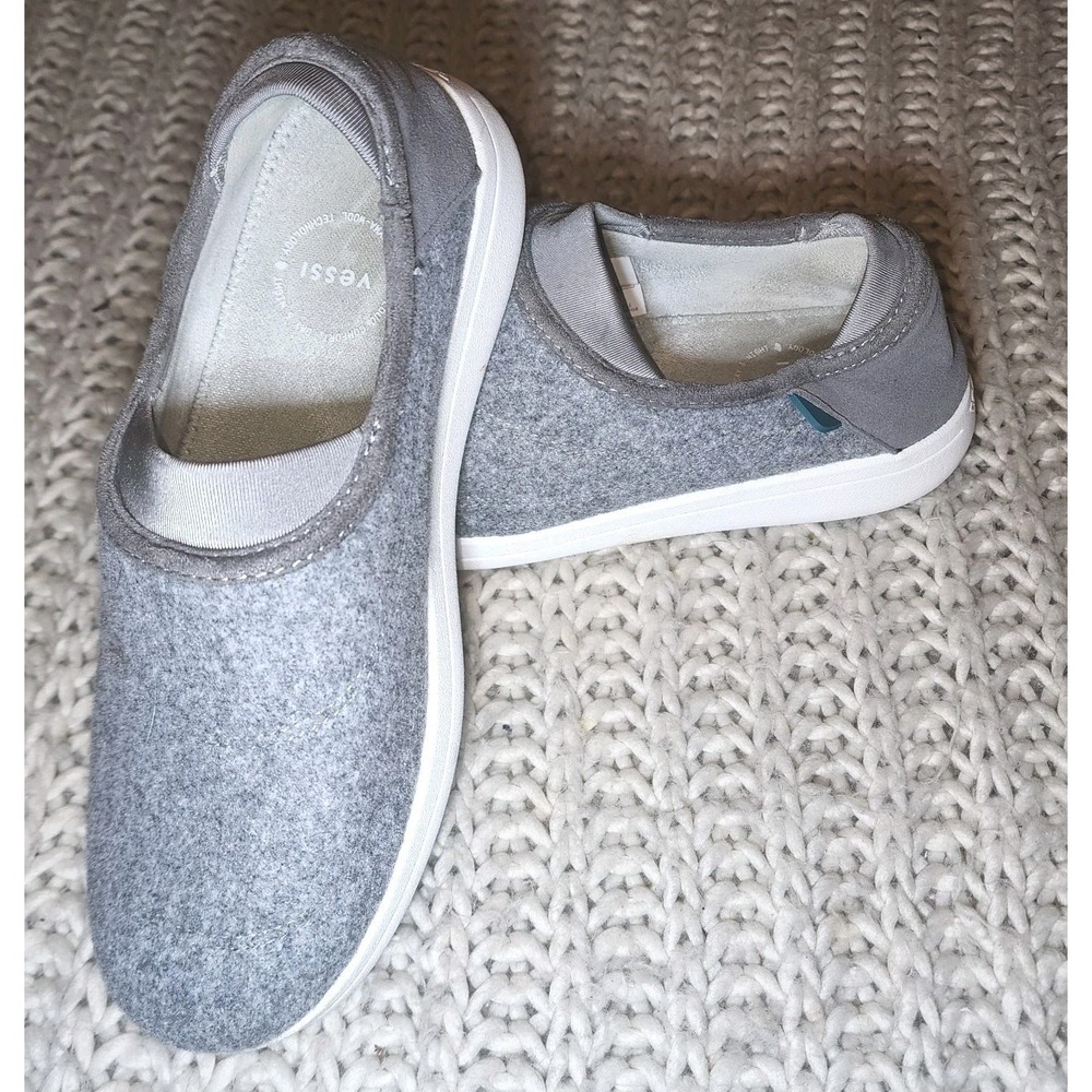 Vessi Sunday Slippers Women 7 Shoes Waterproof Gray Slip On Vegan Wool Comfort